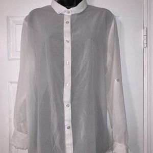 Covet White Button-up Blouse (Lg)